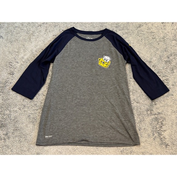 Nike Tops - Nike Michigan Wolverines Shirt Womens Medium Gray Blue Raglan Dri-Fit Logo